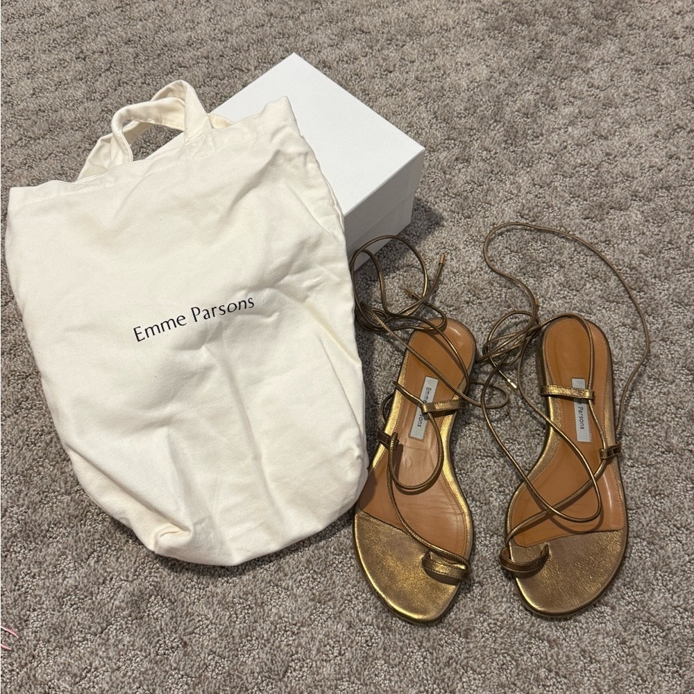Emme Parsons Susan Sandal in Antique Gold Nappa size 39
